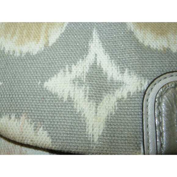 COACH Kristin Ikat Op Art Silver Gray Print Sparkle Canvas Hobo Flap Handbag - Picture 14 of 15